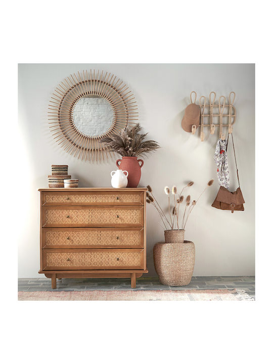 Συρταριέρα Κρεβατοκάμαρας από Μασίφ Ξύλο & Μέταλλο με 4 συρτάρια 100x47.5x91.5εκ.