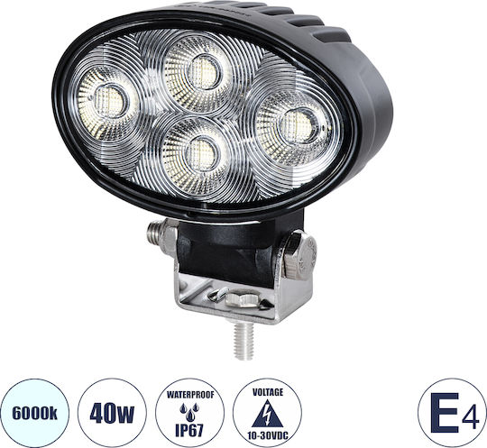 GloboStar Rund Wasserdicht Scheinwerfer Auto LED 12V 40W mit Weiß Beleuchtung 3Stück