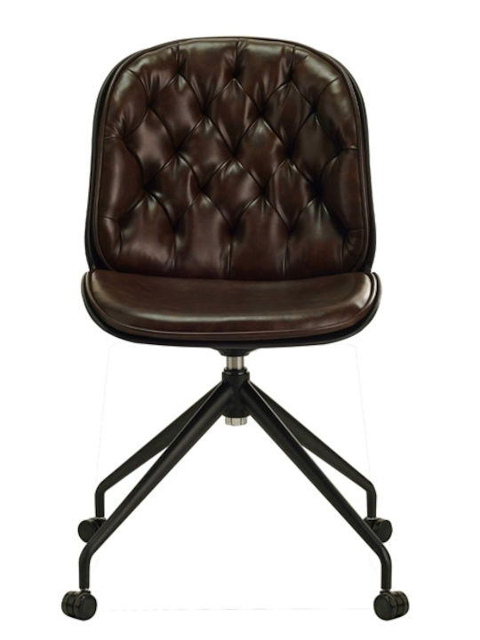 Reclining Office Chair with Fixed Arms Brown Ravenna