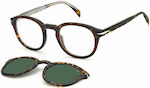 David Beckham Plastic Eyeglass Frame with Clip On Brown Tortoise DB 1080/CS 086/UC