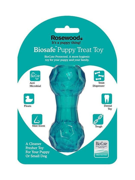 Rosewood Biosafe Puppy Treat Dumbbell Toy for Puppy Small Blue 1pcs