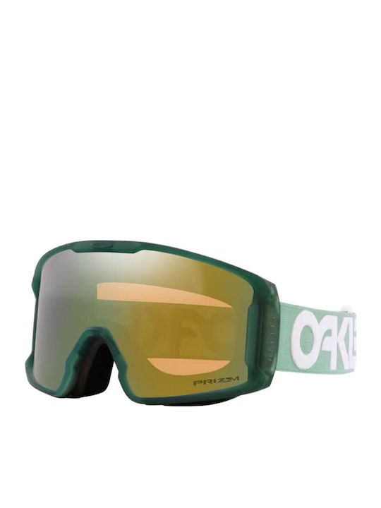 Oakley Line Miner Masca de schi și snowboard Pentru adulți Verde cu Lentilă Fumurie în culoarea Galben