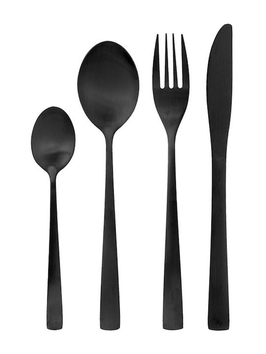 16-Piece Stainless Steel 18/10 Black Cutlery Set