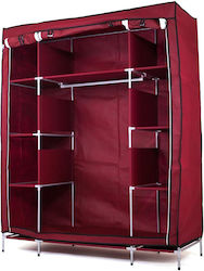 Fabric Wardrobe with Zipper and Shelves in Red Color Fabric Wardrobe with Zipper and Shelves in Red Color