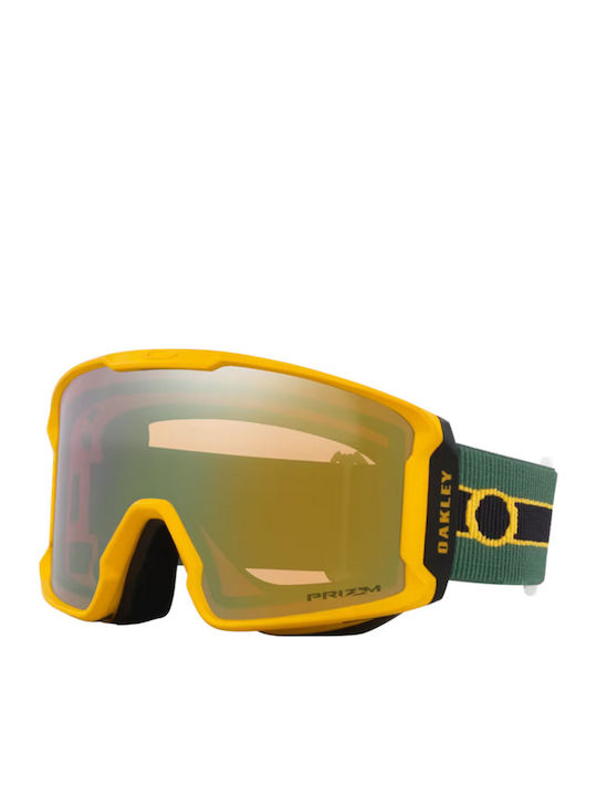 Oakley Line Miner Masca de schi și snowboard Pentru adulți Verde cu Lentilă Fumurie în culoarea Galben