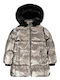 Kids' Quilted Jacket Long with Hood Gold Mini