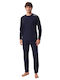 Minerva Men's Winter Cotton Pajamas Set Navy Blue