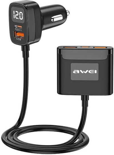 Awei Φορτιστής Αυτοκινήτου 3.1A με Θύρες: 3xUSB