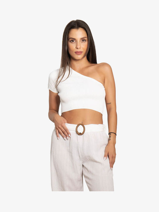 Olian Damen Sommerliche Bluse Ärmellos Weiß