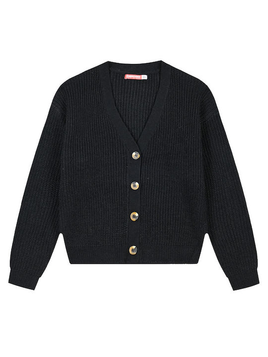 Energiers Girls Knitted Cardigan with Buttons Black