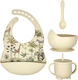 Queen Mother Feeding Set Animals made of Silicone with Non-Slip Base Beige 4pcs for 6+ months
