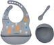 Beboulino Feeding Set made of Silicone Gray 3pcs for 6+ months