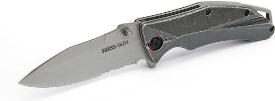 Swiss Tech Aluminum Serrated Folding Σουγιάς Γκρι