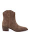 Leather Women's Cowboy Boots with Medium Heel Brown