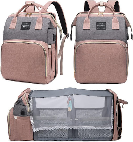 Wickeltasche-Bett Rucksack Land Rosa