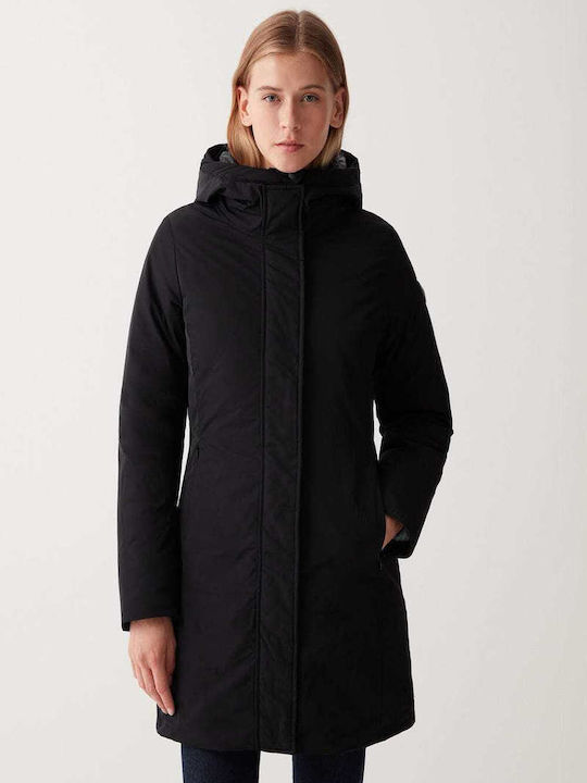 Lungă Jachetă de femei Puffer Waterproof Negru