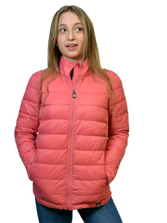 Jack in a Bag Women's Short Puffer Jacket for Winter Pink