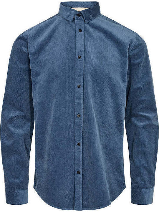 Anerkjendt Long-sleeved Corduroy Shirt Blue