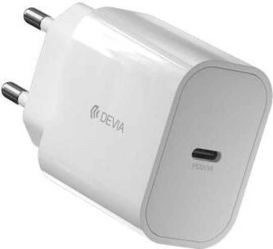 Devia Φορτιστής Χωρίς Καλώδιο με Θύρα USB-C 20W Power Delivery Λευκός (Rlc-318b V2)