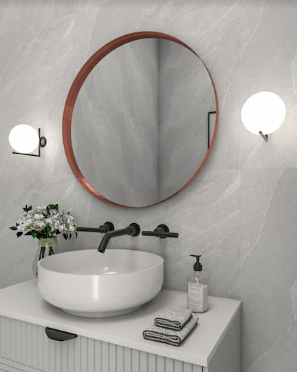 Oglindă de Baie Rotundă Lumini LED Atingere 70x70cm Portocaliu