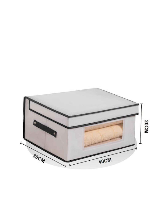 Tpster Υφασμάτινο Κουτί Αποθήκευσης με Καπάκι Λευκό 40x30x20cm