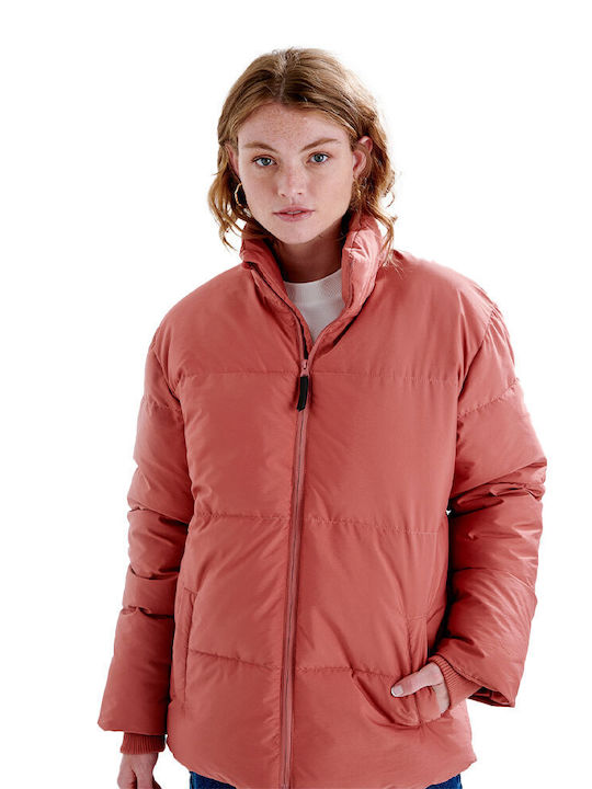 24 Colours Women's Short Puffer Jacket for Spring or Autumn Pink