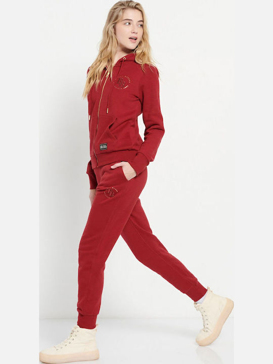 Funky Buddha Pantaloni de Trening Burgundy