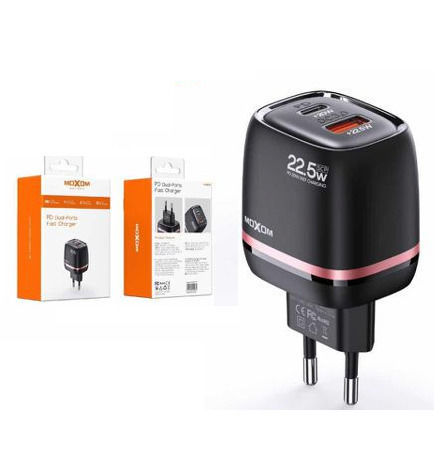 Moxom Moxom Mobile Phone Charger Without Cable 22.5W Power Delivery Black (PD20W+QC4.0)
