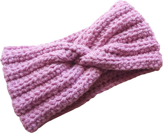 Unisex Headband με Rib Πλέξη σε Ροζ χρώμα