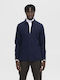 Long Sleeve Flannel Overshirt in Narrow Fit Dark Sapphire