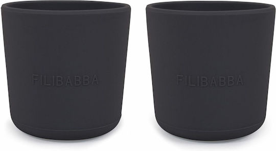 Filibabba Παιδικά Ποτηράκια από Σιλικόνη Γκρι 2τμχ