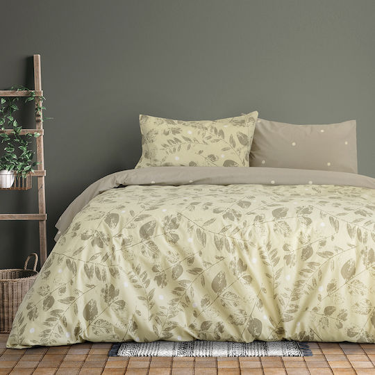Kocoon Bettbezug-Set Baumwolle Einzelbett mit Kissenbezug 165x245 Fueglio Olive Green