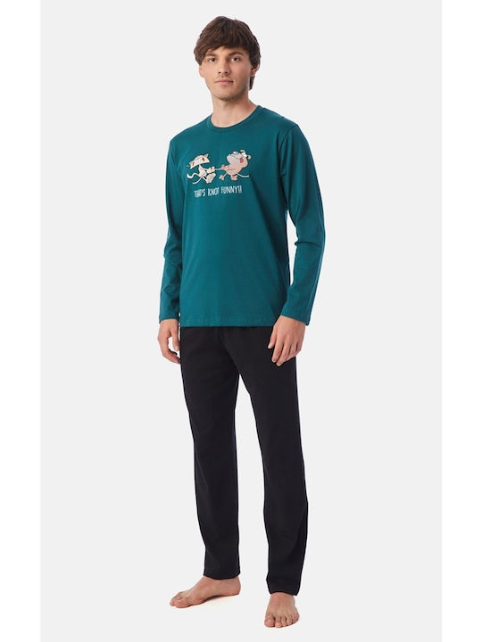 Minerva Not Funny Men's Winter Pajamas Set Green