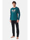 Minerva Not Funny Men's Winter Pajamas Set Green
