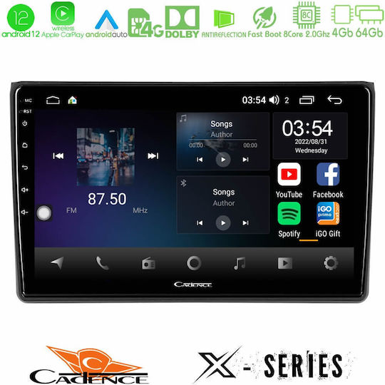 Cadence Car Audio System for Seat Exeo Audi A4 2008-2013 (Bluetooth/USB/WiFi/GPS/Apple-Carplay/Android-Auto) with Touch Screen 9"