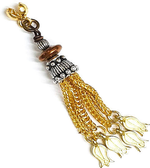 Roloi Komboloi Worry Beads with Tassel Gold 6cm