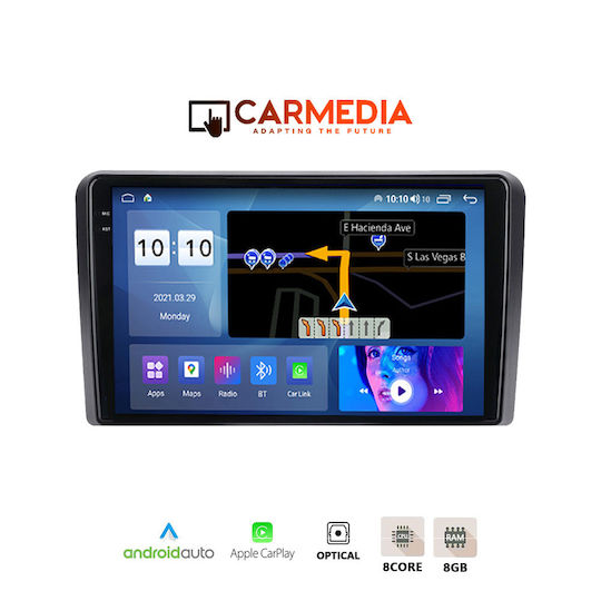 Carmedia Sistem Audio Auto pentru Seat Exeo Audi A3 2003-2012 (Bluetooth/USB/WiFi/GPS/Apple-Carplay/Android-Auto) cu Ecran Tactil 9.5"