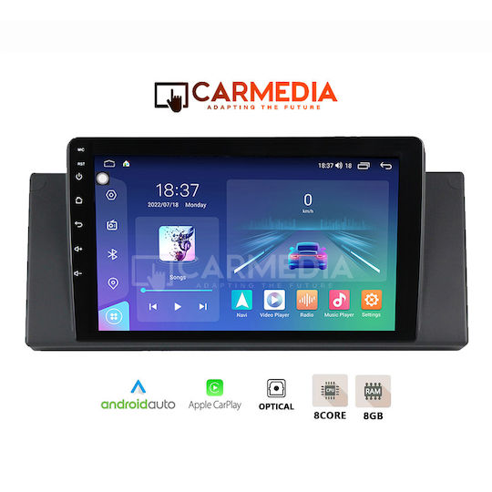 Carmedia Автомобилна Аудио Система (Блутут/USB/WiFi/GPS/Apple-Carplay/Android-Auto) с Тъчскрийн 9"
