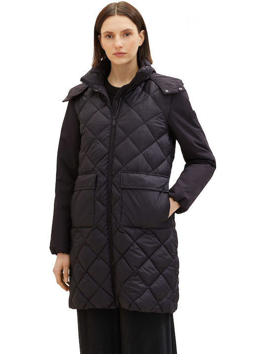 Tom Tailor Women's Short Puffer Jacket for Spring or Autumn Black