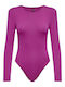 Long Sleeve Bodysuit Slim Fit Fuchsia