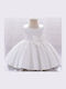 Kinderkleid Ärmellos Satin Für Blumenmädchen Set aus 2 mit Zubehör Weiß