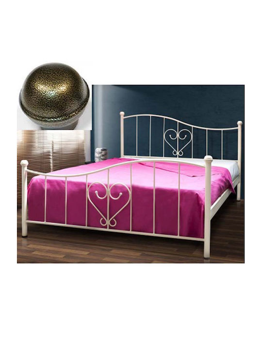 Herz Bett Doppelbett Metall Golden Grain für Ma...