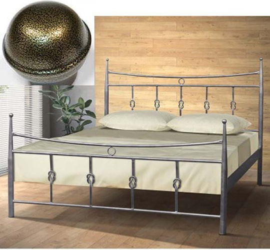 Leonidio Bett Übergröße Metall Golden Grain für Matratze 160x200cm