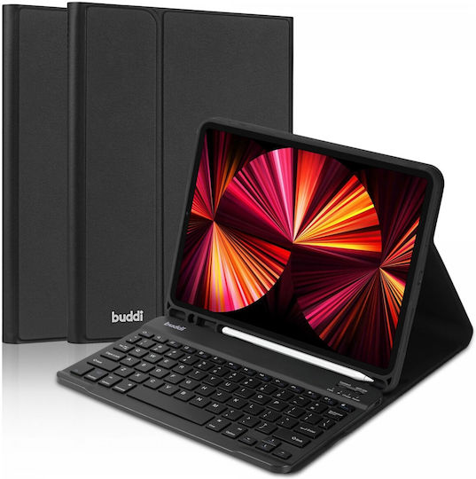 Buddi Zuna Flip Cover with Keyboard in English US Black for iPad Air 2020/2022