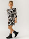 Alice Kids Dress Animal Print Long Sleeve Black