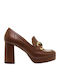 Leder Pumps Tabac Braun