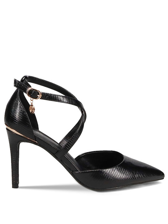 Migato Black High Heels with Strap