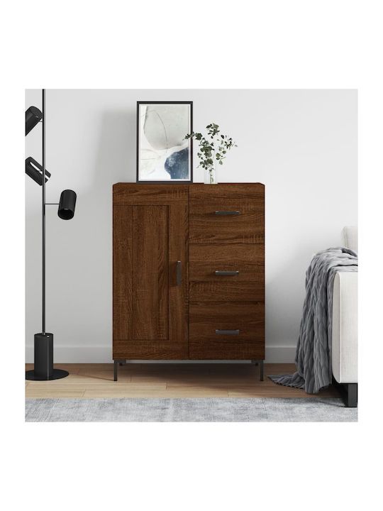 Sideboard Wooden with Drawers Brown Oak 69.5x34x90cm