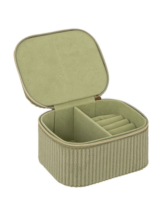 Atmosphera Casetă Pentru Bijuterii Cu Husă De Călătorie Din Material Verde 11x9x5.5cm