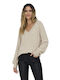 Only Women's Long Sleeve Sweater with V Neckline Gray